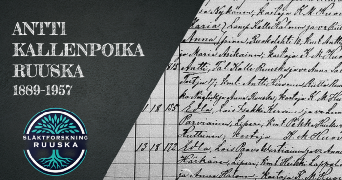Antti Kallenpoika Ruuska, 1889, 1957, Släktforskning Biveros, Tutjunniemi, Liperi, Hammaslahti, Pyhäselkä, Finnish Heritage, Ancestry, Suomi, Finland, Genealogy, Karelia, Norra Karelen